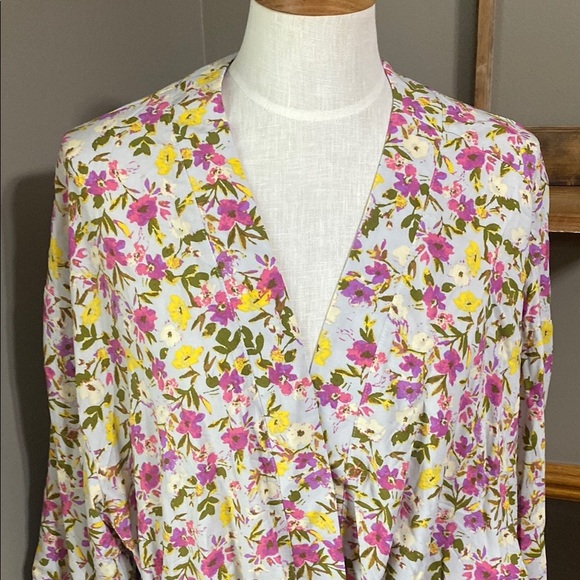 Mystree pink & green Floral Kimono Robe with Belt size m/L - Picture 3 of 10